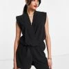 Y.A.S Wrap Front Playsuit In Black For Women 2 Y.A.S Wrap Front Playsuit In Black For Women -Women's Y.A.S Sales Shop unnamed file 5