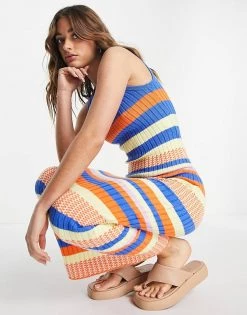 Y.A.S Exclusive Knitted Maxi Dress In Multicoloured Stripe For Women Blue Stripe -Women's Y.A.S Sales Shop unnamed file 513