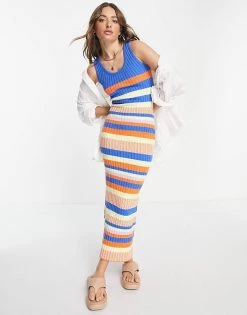 Y.A.S Exclusive Knitted Maxi Dress In Multicoloured Stripe For Women Blue Stripe -Women's Y.A.S Sales Shop unnamed file 514