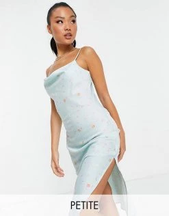 Y.A.S Petite Midi Cami Dress In Blue Ditsy Floral For Women