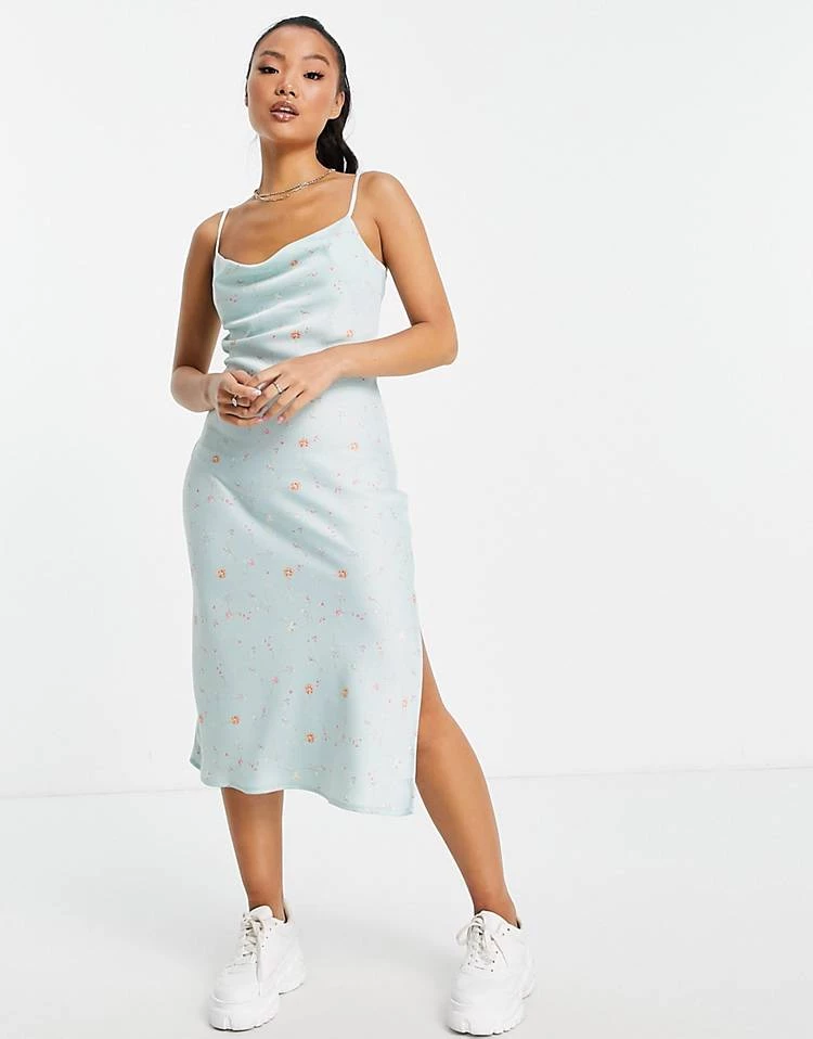 Y.A.S Petite Midi Cami Dress In Blue Ditsy Floral For Women 4 Y.A.S Petite Midi Cami Dress In Blue Ditsy Floral For Women - Image 2