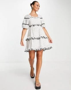 Y.A.S Puff Sleeve Embroidered Mini Dress In White Polka Dot For Women 8 Y.A.S Puff Sleeve Embroidered Mini Dress In White Polka Dot For Women -Women's Y.A.S Sales Shop unnamed file 52