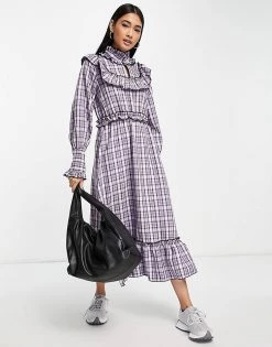 Y.A.S Check Dress With Collar Detail And Frill Hem In Purple For Women Purple Check 11 Y.A.S Check Dress With Collar Detail And Frill Hem In Purple For Women Purple Check -Women's Y.A.S Sales Shop unnamed file 529