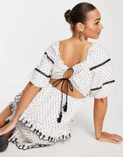 Y.A.S Puff Sleeve Embroidered Mini Dress In White Polka Dot For Women 9 Y.A.S Puff Sleeve Embroidered Mini Dress In White Polka Dot For Women -Women's Y.A.S Sales Shop unnamed file 53