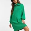 Y.A.S Knitted Roll Neck Dress In Green For Women