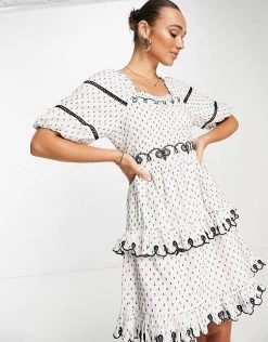 Y.A.S Puff Sleeve Embroidered Mini Dress In White Polka Dot For Women 10 Y.A.S Puff Sleeve Embroidered Mini Dress In White Polka Dot For Women -Women's Y.A.S Sales Shop unnamed file 54