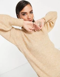 Y.A.S Shoulder Detail Knitted Dress In Beige For Women -Women's Y.A.S Sales Shop unnamed file 541