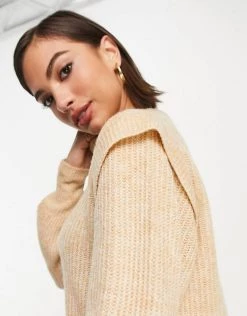 Y.A.S Shoulder Detail Knitted Dress In Beige For Women -Women's Y.A.S Sales Shop unnamed file 542
