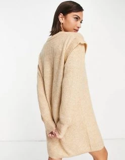 Y.A.S Shoulder Detail Knitted Dress In Beige For Women -Women's Y.A.S Sales Shop unnamed file 543