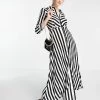 Y.A.S Maxi Shirt Dress In Bold Stripe For Women Mono Stripe