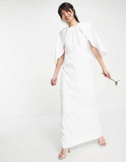 Y.A.S Bridal Maxi Dress With Cape Detail In White For Women Star White -Women's Y.A.S Sales Shop unnamed file 598