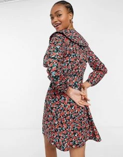 Y.A.S Mini Skater Dress With Oversized Collar In Red Ditsy Floral For Women Multi -Women's Y.A.S Sales Shop unnamed file 616