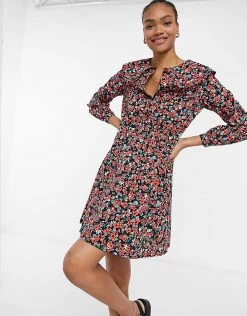 Y.A.S Mini Skater Dress With Oversized Collar In Red Ditsy Floral For Women Multi -Women's Y.A.S Sales Shop unnamed file 618