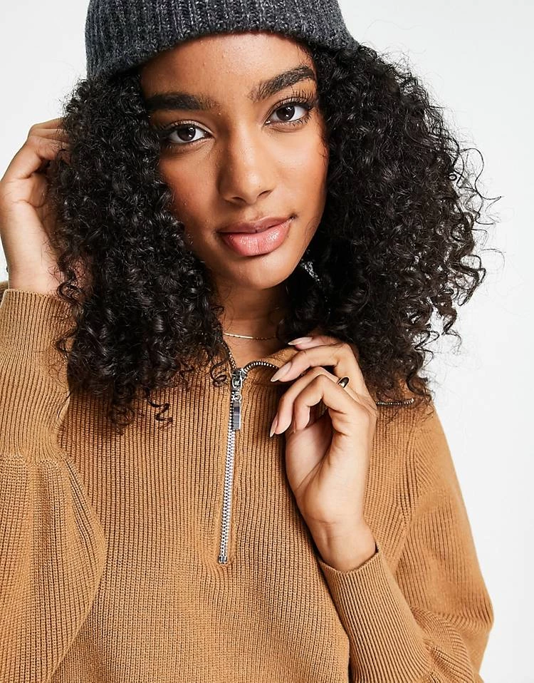 Y.A.S Zip Front Knitted Dress In Brown For Women 4 Y.A.S Zip Front Knitted Dress In Brown For Women - Image 2