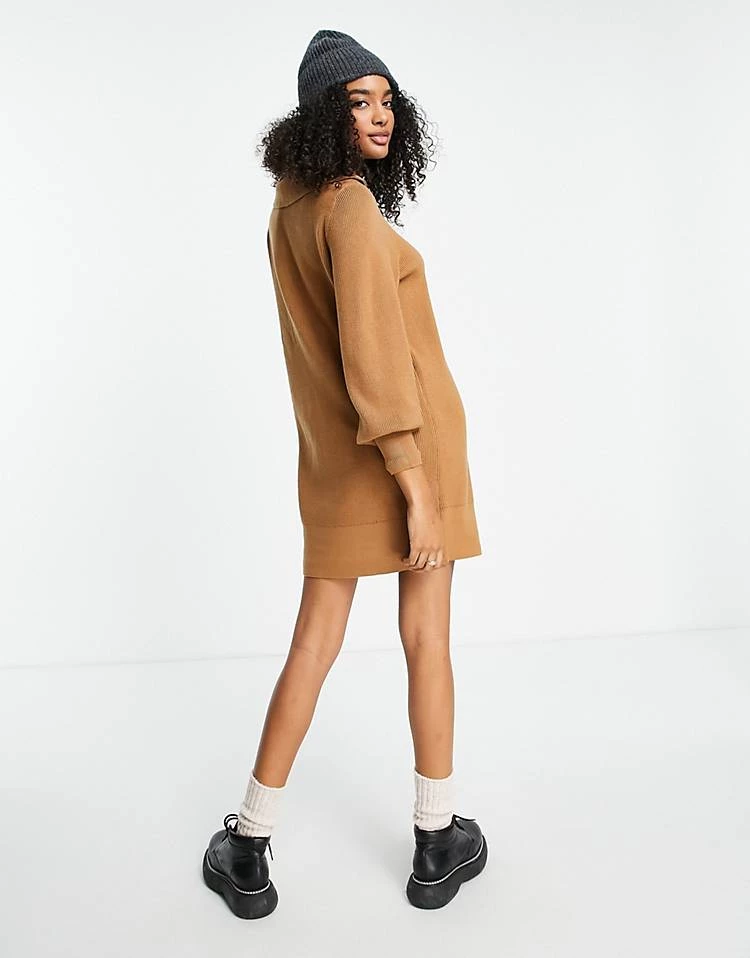 Y.A.S Zip Front Knitted Dress In Brown For Women 6 Y.A.S Zip Front Knitted Dress In Brown For Women - Image 4