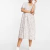 Y.A.S Organic Cotton Smock Midi Dress In White Ditsy For Women White Floral -Women's Y.A.S Sales Shop unnamed file 635