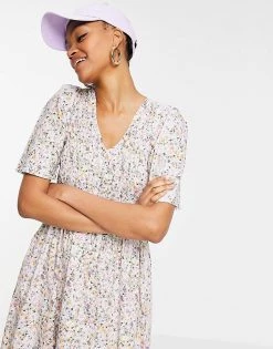 Y.A.S Organic Cotton Smock Midi Dress In White Ditsy For Women White Floral -Women's Y.A.S Sales Shop unnamed file 637