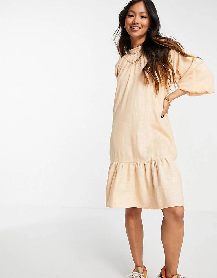 Y.A.S Mini Smock Dress In Peach For Women 6 Y.A.S Mini Smock Dress In Peach For Women - Image 4