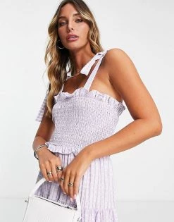 Y.A.S Shirred Tie Strap Midi Dress In Lavender Check For Women Lilac Check 9 Y.A.S Shirred Tie Strap Midi Dress In Lavender Check For Women Lilac Check -Women's Y.A.S Sales Shop unnamed file 67