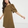 Y.A.S Mini Sweat Dress With Puff Ball Sleeves In Khaki For Women 2 Y.A.S Mini Sweat Dress With Puff Ball Sleeves In Khaki For Women -Women's Y.A.S Sales Shop unnamed file 675