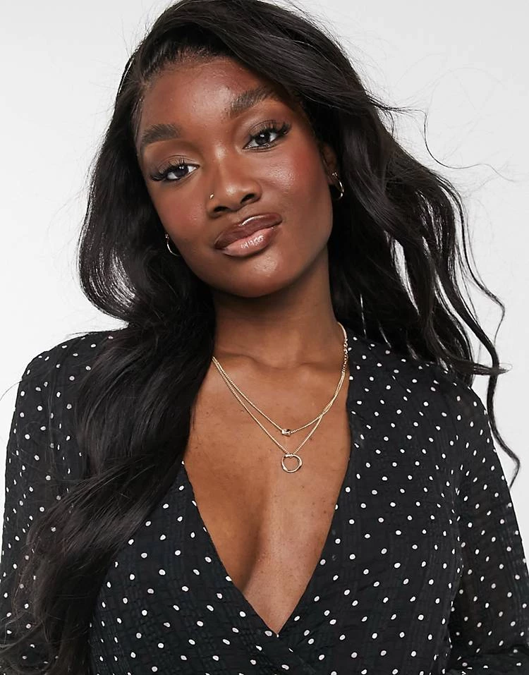 Y.A.S Tall Tiered Midi Dress With V Neck In Black Spot Print For Women 5 Y.A.S Tall Tiered Midi Dress With V Neck In Black Spot Print For Women - Image 3