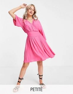 Y.A.S Petite Kimono Sleeve Mini Wrap Dress In Pink For Women Fandango Pink -Women's Y.A.S Sales Shop unnamed file 699