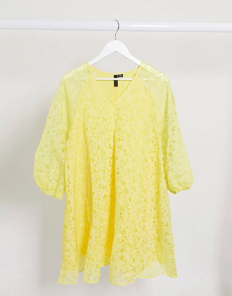 Y.A.S Smock Dress With Puff Sleeves In Yellow Floral For Women 3 Y.A.S Smock Dress With Puff Sleeves In Yellow Floral For Women