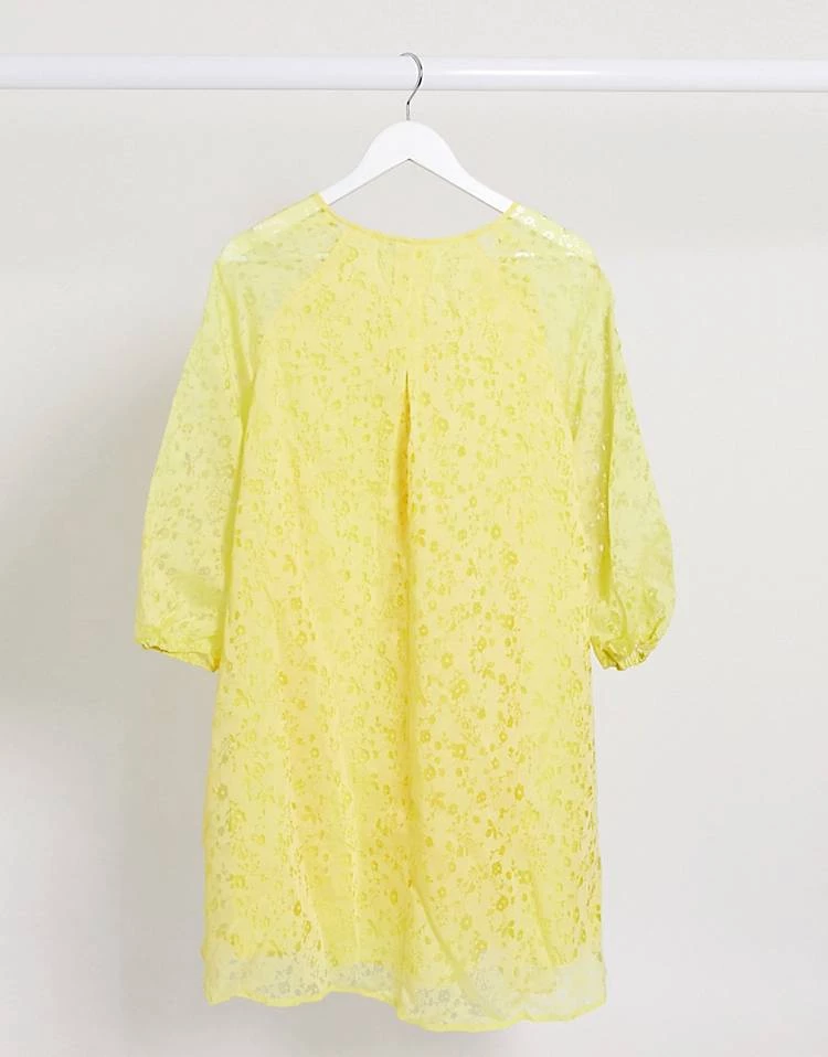 Y.A.S Smock Dress With Puff Sleeves In Yellow Floral For Women 4 Y.A.S Smock Dress With Puff Sleeves In Yellow Floral For Women - Image 2