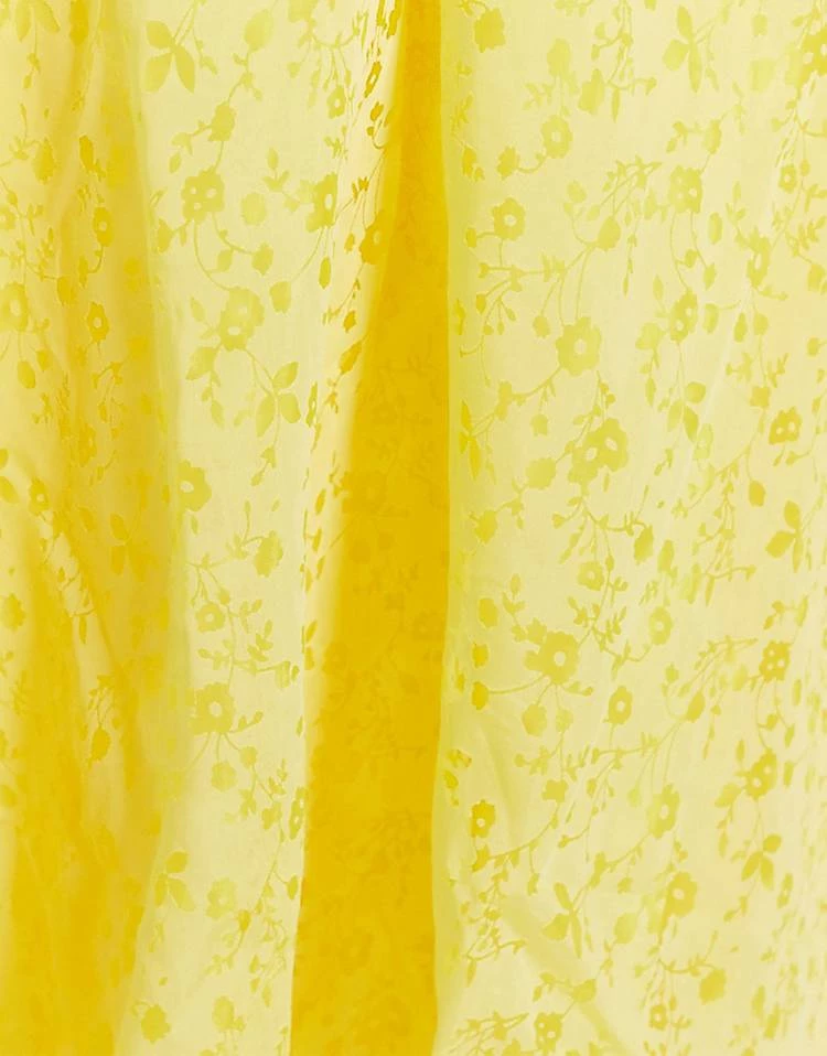 Y.A.S Smock Dress With Puff Sleeves In Yellow Floral For Women 6 Y.A.S Smock Dress With Puff Sleeves In Yellow Floral For Women - Image 4
