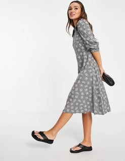 Y.A.S Gingham Embroidered Midi Dress In Black For Women Black Gingham -Women's Y.A.S Sales Shop unnamed file 717