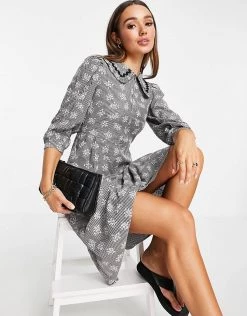 Y.A.S Gingham Embroidered Midi Dress In Black For Women Black Gingham -Women's Y.A.S Sales Shop unnamed file 719