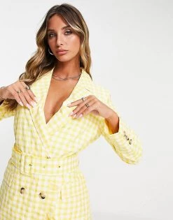 Y.A.S Gingham Midi Dress With Belt Detail In Yellow For Women Yellow Check -Women's Y.A.S Sales Shop unnamed file 72