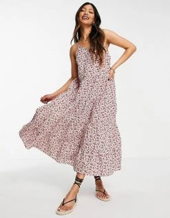 Y.A.S Tiered Maxi Dress In Red Floral For Women -Women's Y.A.S Sales Shop unnamed file 734