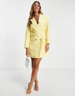 Y.A.S Gingham Midi Dress With Belt Detail In Yellow For Women Yellow Check -Women's Y.A.S Sales Shop unnamed file 74