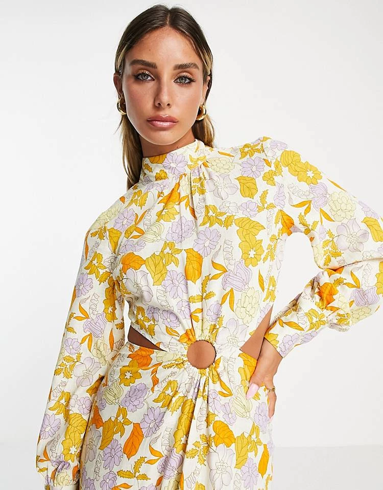 Y.A.S Exclusive Midi Dress With Cut Outs And Ring Detail In Floral Print For Women 5 Y.A.S Exclusive Midi Dress With Cut Outs And Ring Detail In Floral Print For Women - Image 3