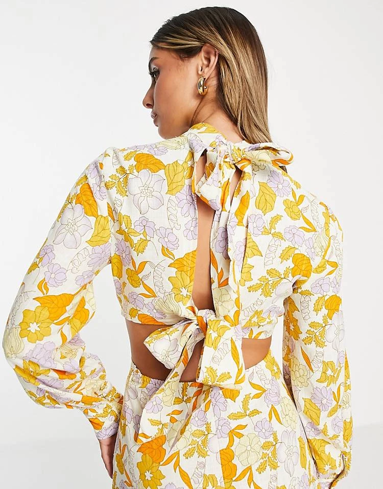 Y.A.S Exclusive Midi Dress With Cut Outs And Ring Detail In Floral Print For Women 6 Y.A.S Exclusive Midi Dress With Cut Outs And Ring Detail In Floral Print For Women - Image 4