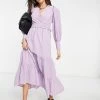 Y.A.S Maxi Smock Dress With Belt Detailing And Tiered Skirt In Lilac For Women 2 Y.A.S Maxi Smock Dress With Belt Detailing And Tiered Skirt In Lilac For Women -Women's Y.A.S Sales Shop unnamed file 780