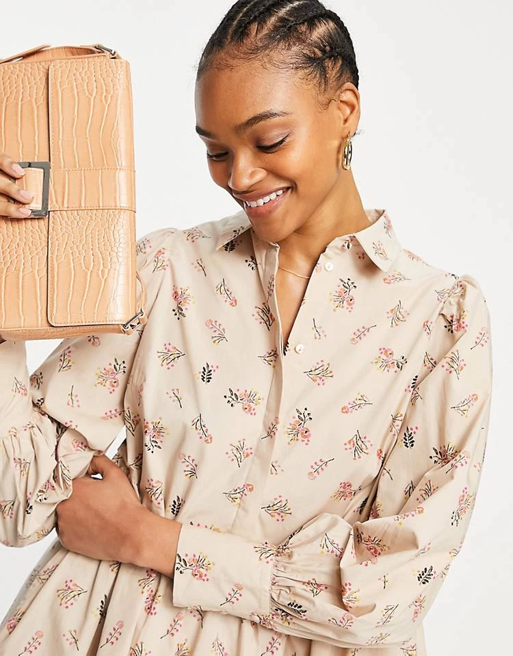 Y.A.S Mini Shirt Dress In Pink Floral Print For Women 5 Y.A.S Mini Shirt Dress In Pink Floral Print For Women - Image 3