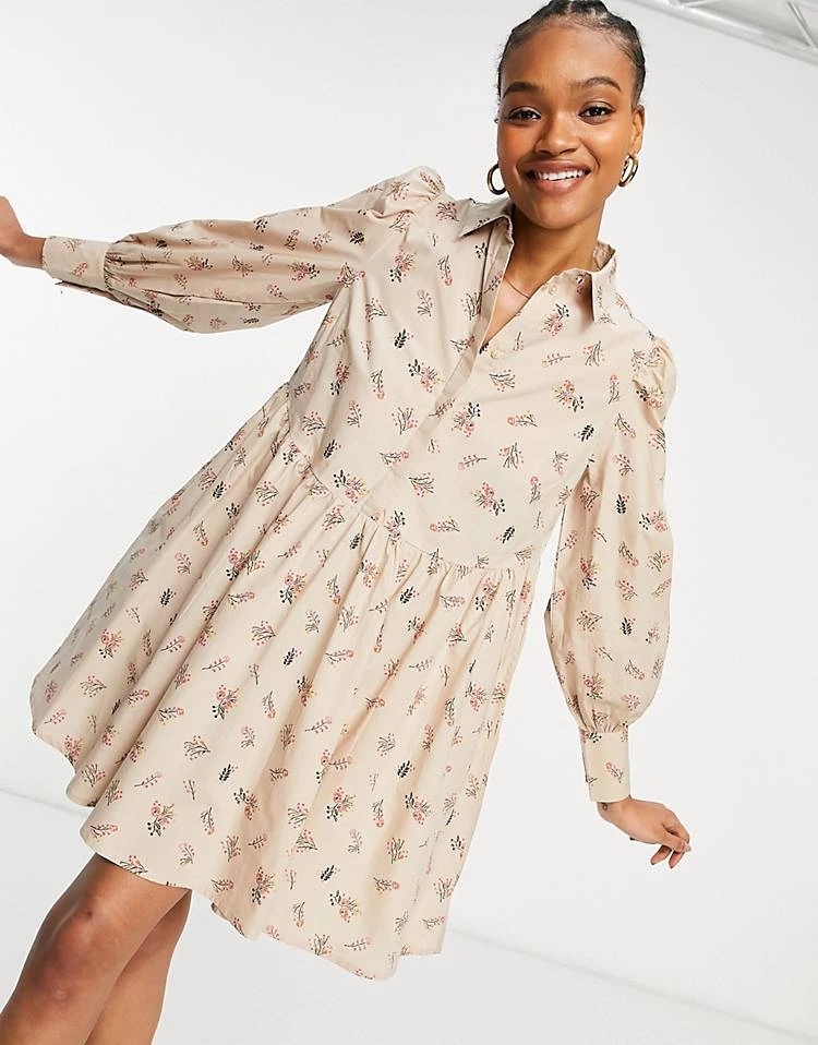 Y.A.S Mini Shirt Dress In Pink Floral Print For Women 6 Y.A.S Mini Shirt Dress In Pink Floral Print For Women - Image 4