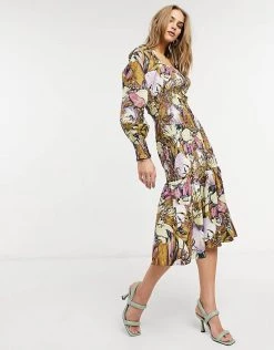 Y.A.S Midi Dress With Square Neck And Shirred Body In Floral Print For Women Multi -Women's Y.A.S Sales Shop unnamed file 799