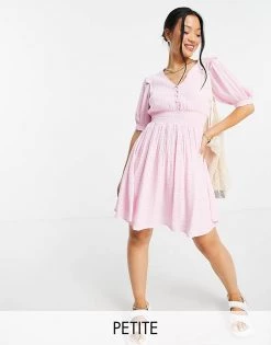 Y.A.S Petite Shirred Waist Tea Dress In Light Pink For Women -Women's Y.A.S Sales Shop unnamed file 814