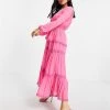 Y.A.S Petite Pleated Tiered Maxi Dress In Bright Pink For Women 1 Y.A.S Petite Pleated Tiered Maxi Dress In Bright Pink For Women -Women's Y.A.S Sales Shop unnamed file 820