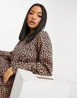 Y.A.S Petite Smock Dress With Frill Neck In Floral Print For Women Multi -Women's Y.A.S Sales Shop unnamed file 827