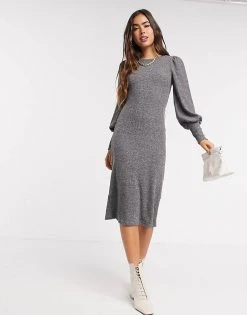 Y.A.S Knitted Midi Dress With High Neck In Grey For Women -Women's Y.A.S Sales Shop unnamed file 838