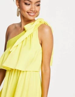 Y.A.S Petite One Shoulder Midi Dress In Lemon For Women -Women's Y.A.S Sales Shop unnamed file 862