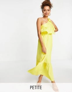 Y.A.S Petite One Shoulder Midi Dress In Lemon For Women -Women's Y.A.S Sales Shop unnamed file 864
