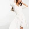 Y.A.S Shirred Waist Mini Dress In White For Women -Women's Y.A.S Sales Shop unnamed file 875