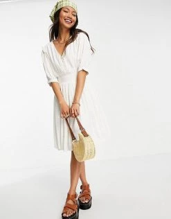 Y.A.S Shirred Waist Mini Dress In White For Women -Women's Y.A.S Sales Shop unnamed file 878