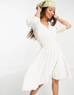 Y.A.S Shirred Waist Mini Dress In White For Women -Women's Y.A.S Sales Shop unnamed file 879