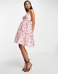 Y.A.S Mini Dress With Flocked Cloud In Pink For Women Ballerina 10 Y.A.S Mini Dress With Flocked Cloud In Pink For Women Ballerina -Women's Y.A.S Sales Shop unnamed file 88